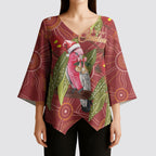 Australia Christmas Indigenous Kimono Sleeve Blouse Galah Bird on Eucalyptus