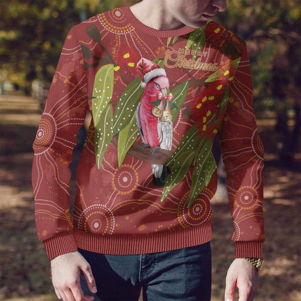 Australia Christmas Indigenous Ugly Christmas Sweater Galah Bird on Eucalyptus