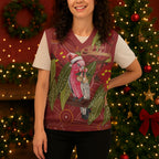 Australia Christmas Indigenous Christmas Knitted V-Neck Vest Galah Bird on Eucalyptus