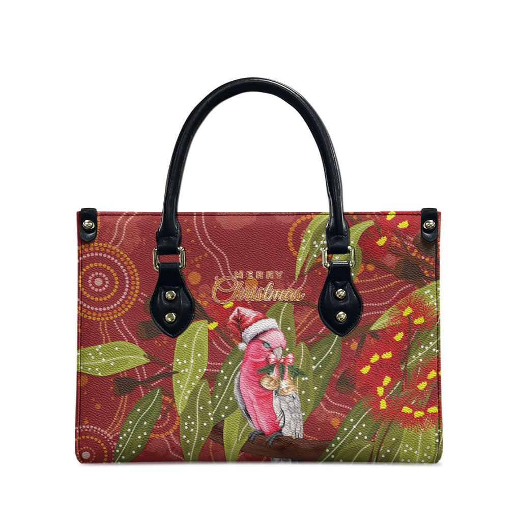 Australia Christmas Indigenous Leather Bag Galah Bird on Eucalyptus