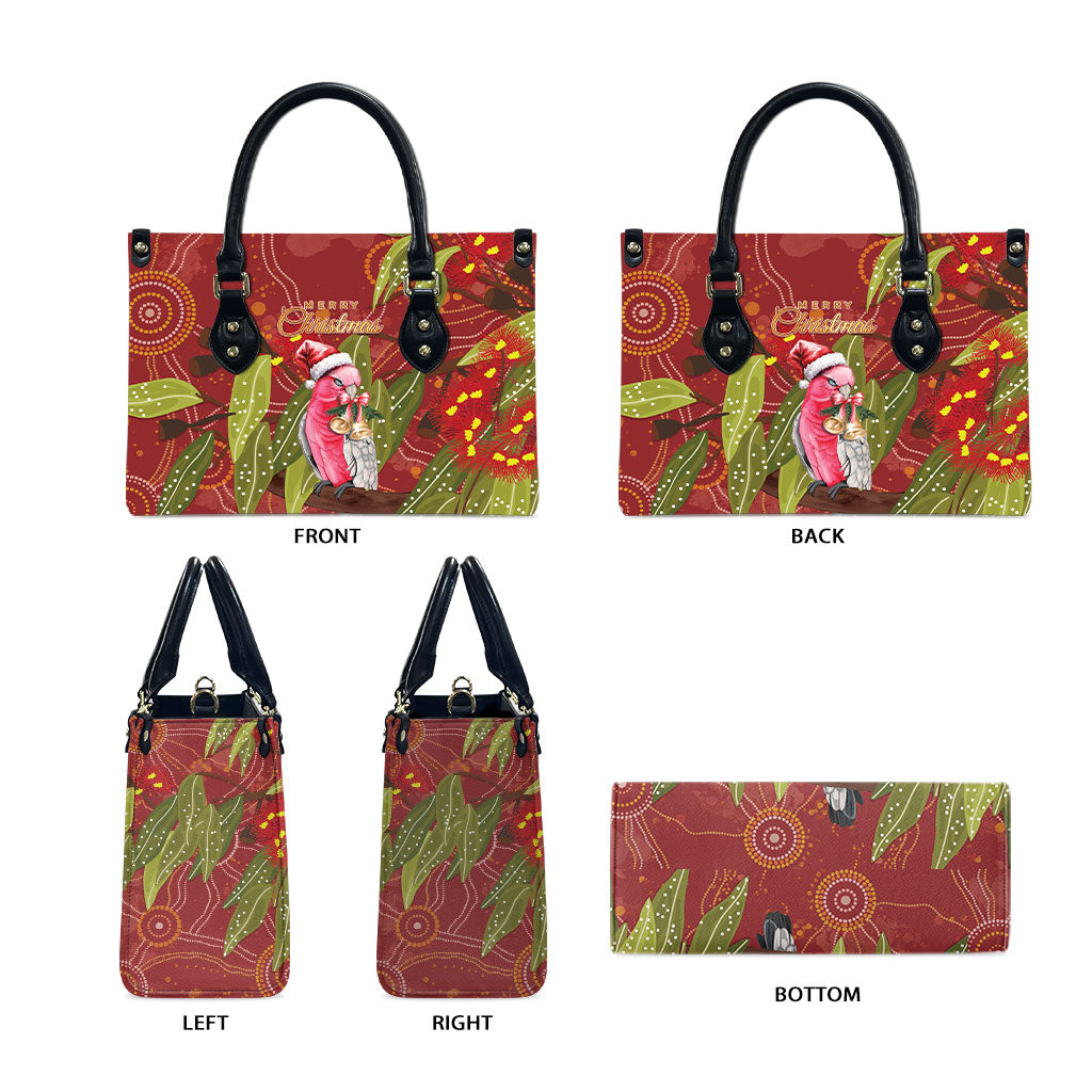 Australia Christmas Indigenous Leather Bag Galah Bird on Eucalyptus