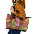 Australia Christmas Indigenous Leather Tote Bag Galah Bird on Eucalyptus
