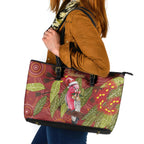 Australia Christmas Indigenous Leather Tote Bag Galah Bird on Eucalyptus