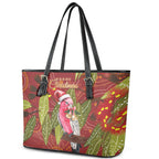 Australia Christmas Indigenous Leather Tote Bag Galah Bird on Eucalyptus