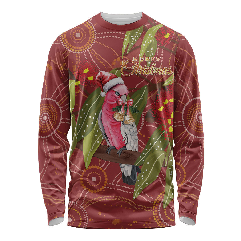 Australia Christmas Indigenous Long Sleeve Shirt Galah Bird on Eucalyptus