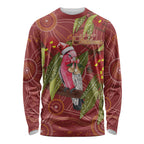Australia Christmas Indigenous Long Sleeve Shirt Galah Bird on Eucalyptus