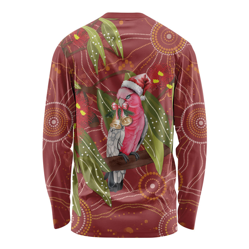 Australia Christmas Indigenous Long Sleeve Shirt Galah Bird on Eucalyptus