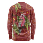 Australia Christmas Indigenous Long Sleeve Shirt Galah Bird on Eucalyptus
