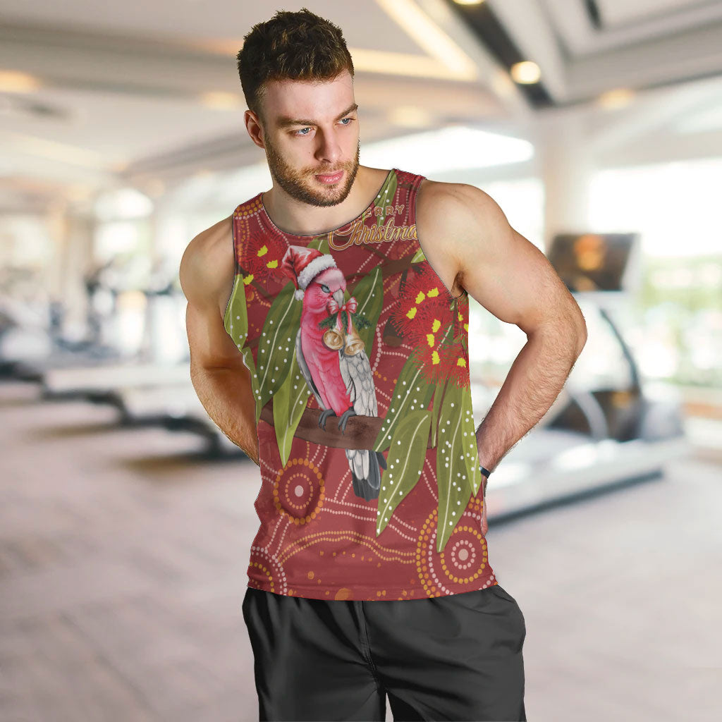 Australia Christmas Indigenous Men Tank Top Galah Bird on Eucalyptus