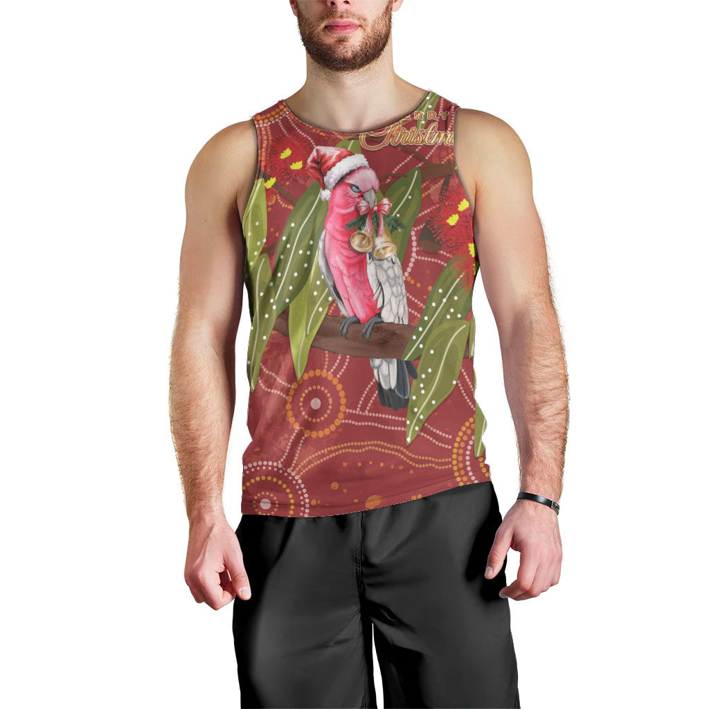 Australia Christmas Indigenous Men Tank Top Galah Bird on Eucalyptus
