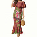 Australia Christmas Indigenous Mermaid Dress Galah Bird on Eucalyptus