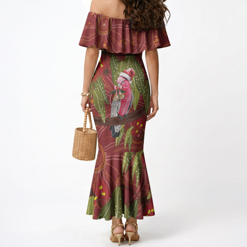 Australia Christmas Indigenous Mermaid Dress Galah Bird on Eucalyptus