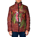 Australia Christmas Indigenous Padded Jacket Galah Bird on Eucalyptus