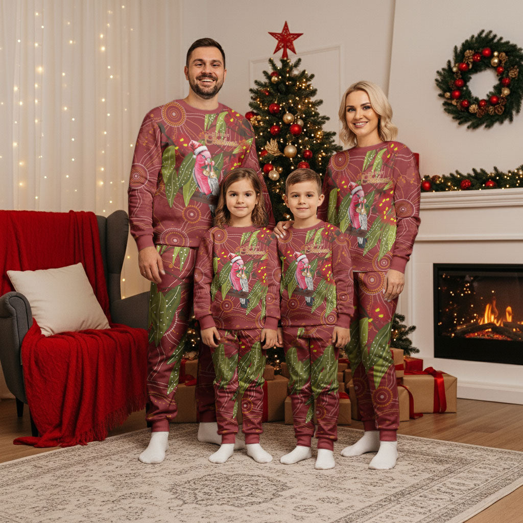 Australia Christmas Indigenous Christmas Pajama Set Galah Bird on Eucalyptus