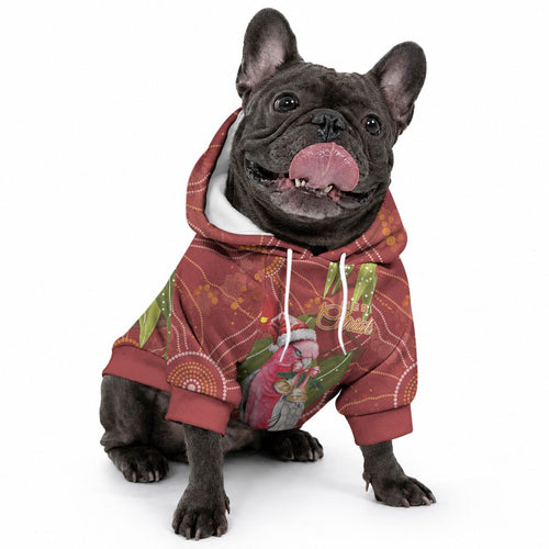 Australia Christmas Indigenous Pet Hoodie Galah Bird on Eucalyptus