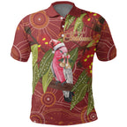 Australia Christmas Indigenous Polo Shirt Galah Bird on Eucalyptus