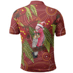 Australia Christmas Indigenous Polo Shirt Galah Bird on Eucalyptus