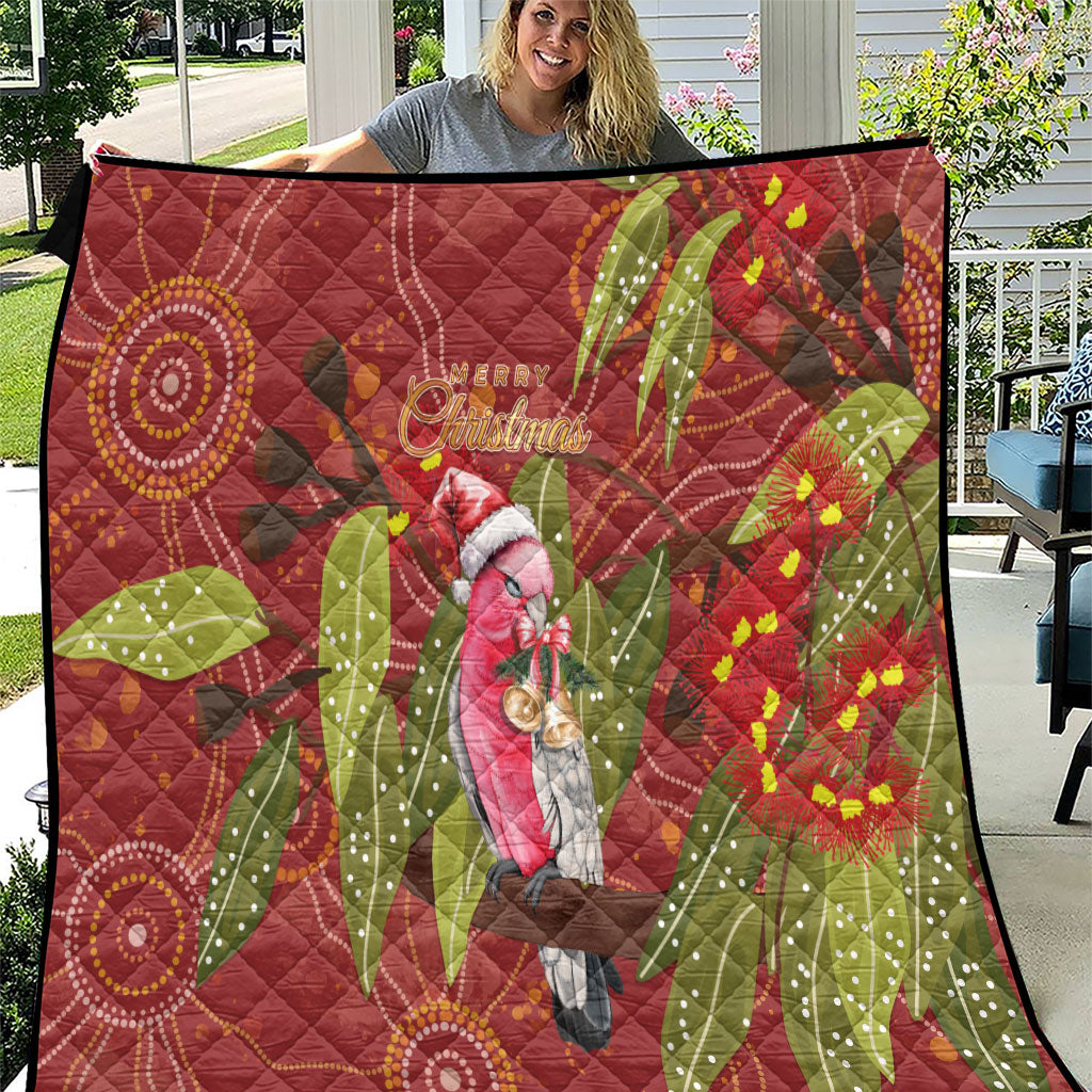 Australia Christmas Indigenous Quilt Galah Bird on Eucalyptus