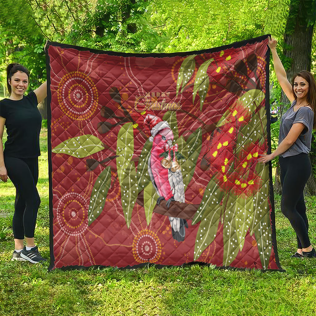 Australia Christmas Indigenous Quilt Galah Bird on Eucalyptus