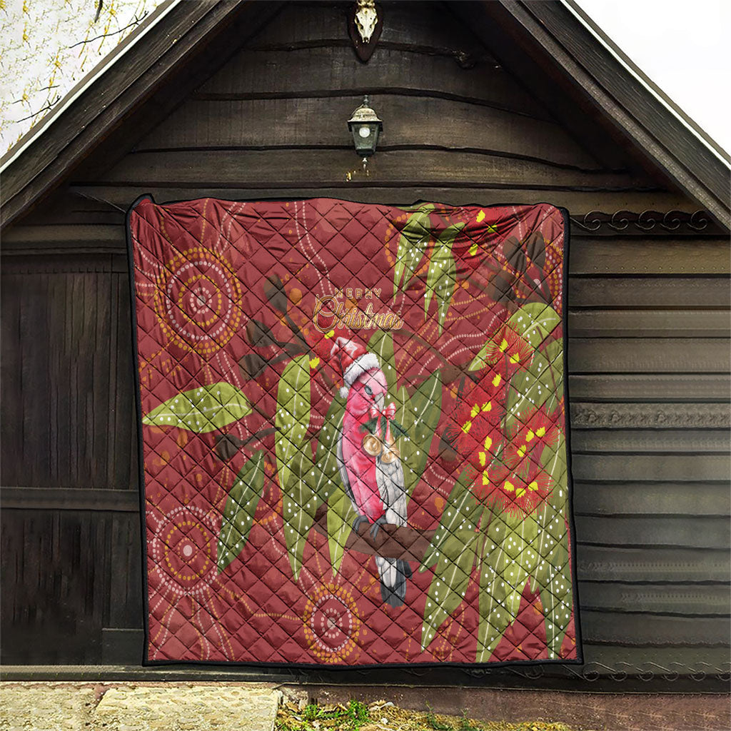 Australia Christmas Indigenous Quilt Galah Bird on Eucalyptus