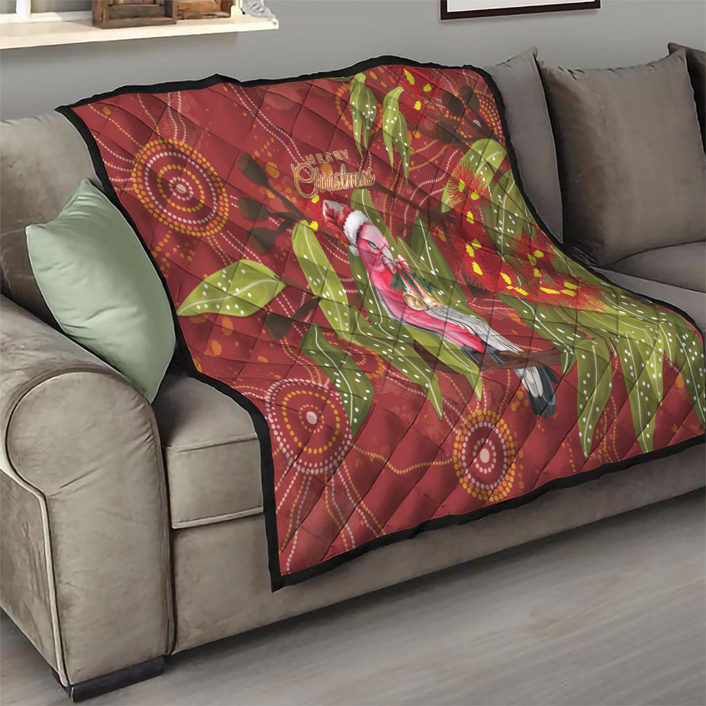 Australia Christmas Indigenous Quilt Galah Bird on Eucalyptus