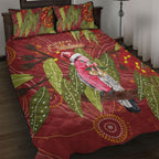 Australia Christmas Indigenous Quilt Bed Set Galah Bird on Eucalyptus