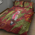 Australia Christmas Indigenous Quilt Bed Set Galah Bird on Eucalyptus