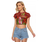 Australia Christmas Indigenous Raglan Cropped T Shirt Galah Bird on Eucalyptus