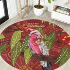 Australia Christmas Indigenous Round Carpet Galah Bird on Eucalyptus