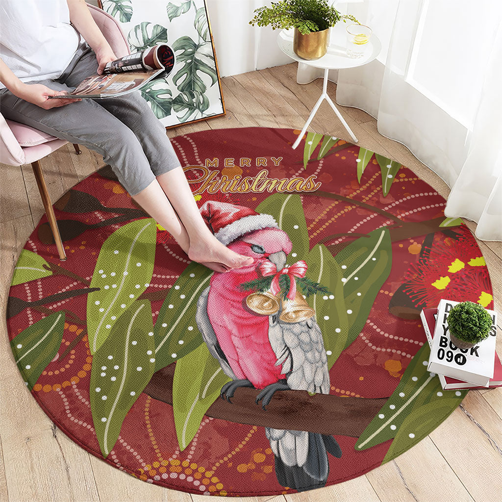 Australia Christmas Indigenous Round Carpet Galah Bird on Eucalyptus