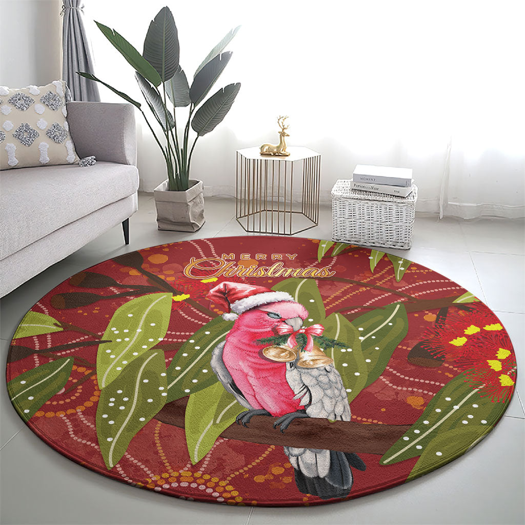 Australia Christmas Indigenous Round Carpet Galah Bird on Eucalyptus