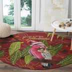 Australia Christmas Indigenous Round Carpet Galah Bird on Eucalyptus