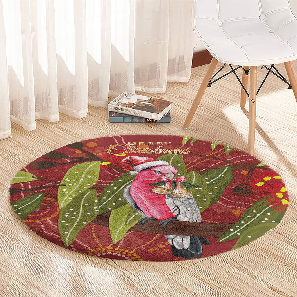 Australia Christmas Indigenous Round Carpet Galah Bird on Eucalyptus