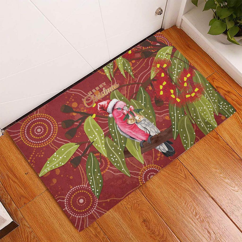 Australia Christmas Indigenous Rubber Doormat Galah Bird on Eucalyptus