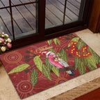 Australia Christmas Indigenous Rubber Doormat Galah Bird on Eucalyptus
