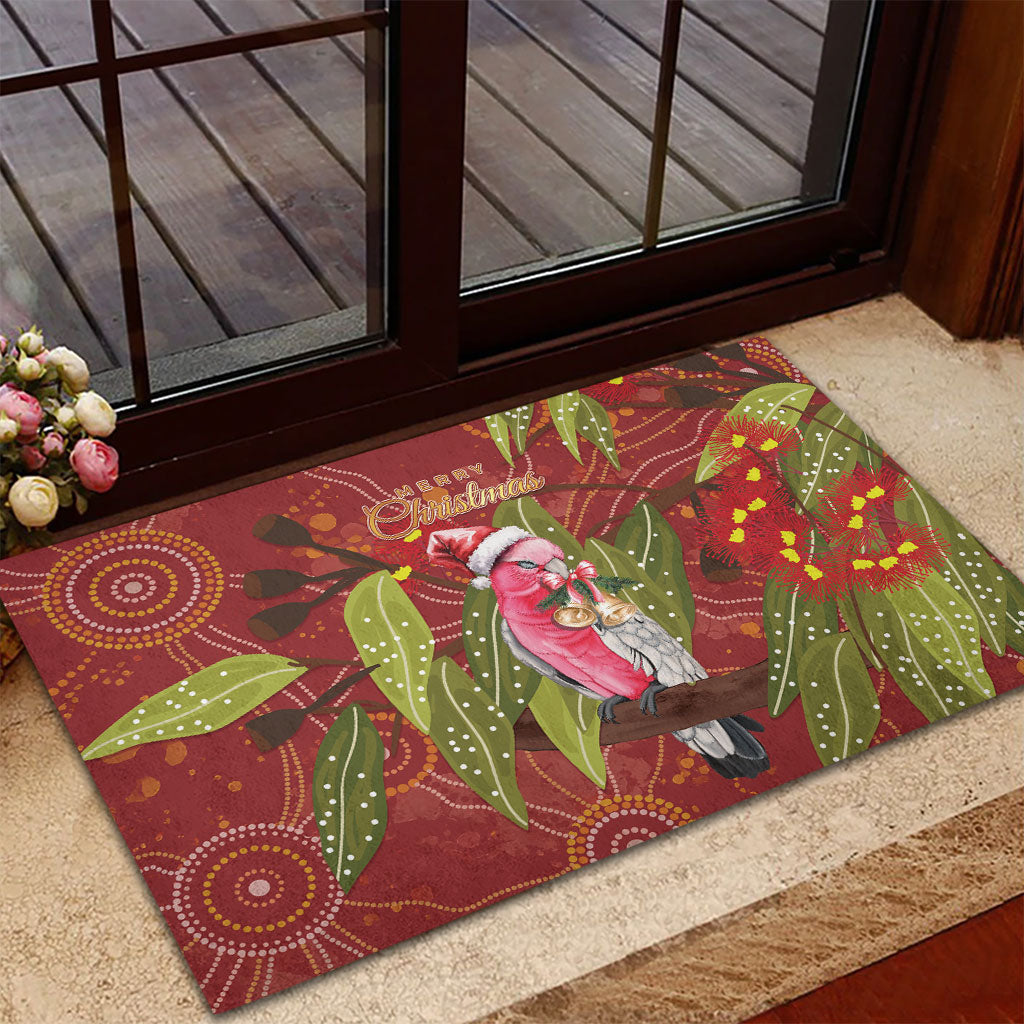 Australia Christmas Indigenous Rubber Doormat Galah Bird on Eucalyptus