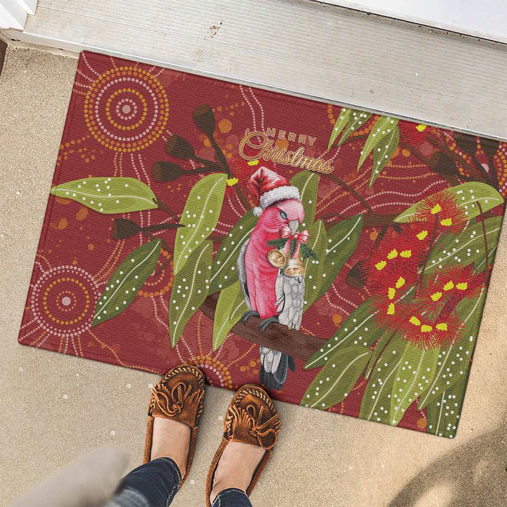 Australia Christmas Indigenous Rubber Doormat Galah Bird on Eucalyptus