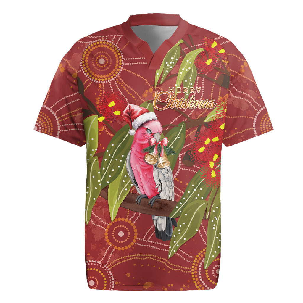 Australia Christmas Indigenous Rugby Jersey Galah Bird on Eucalyptus