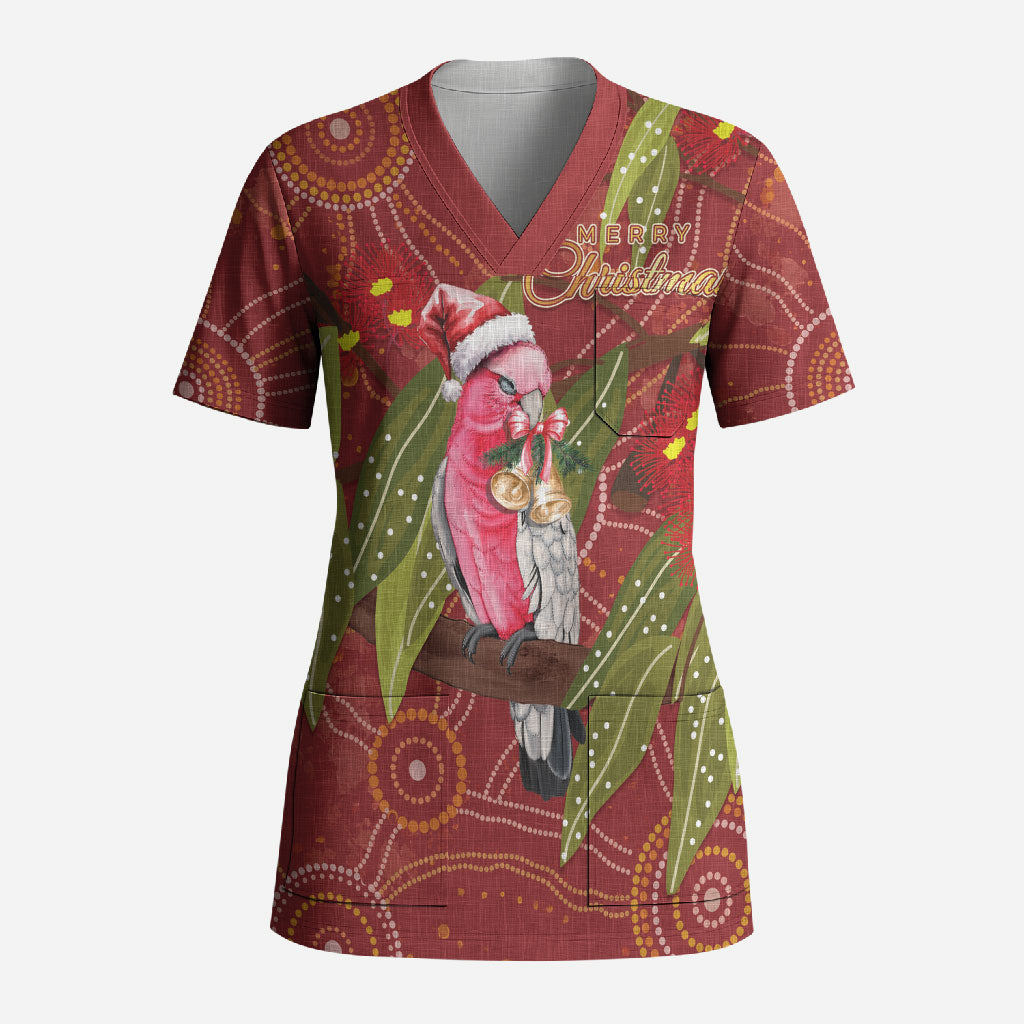 Australia Christmas Indigenous Scrub Top Galah Bird on Eucalyptus