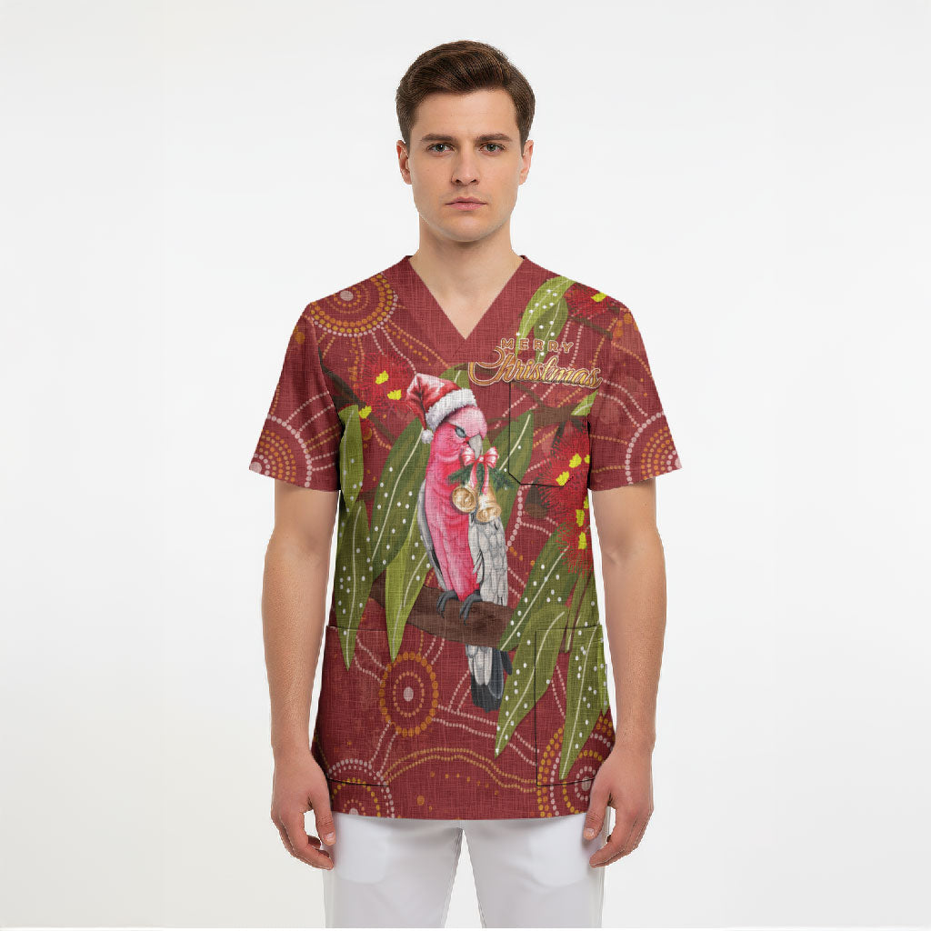 Australia Christmas Indigenous Scrub Top Galah Bird on Eucalyptus