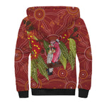 Australia Christmas Indigenous Sherpa Hoodie Galah Bird on Eucalyptus