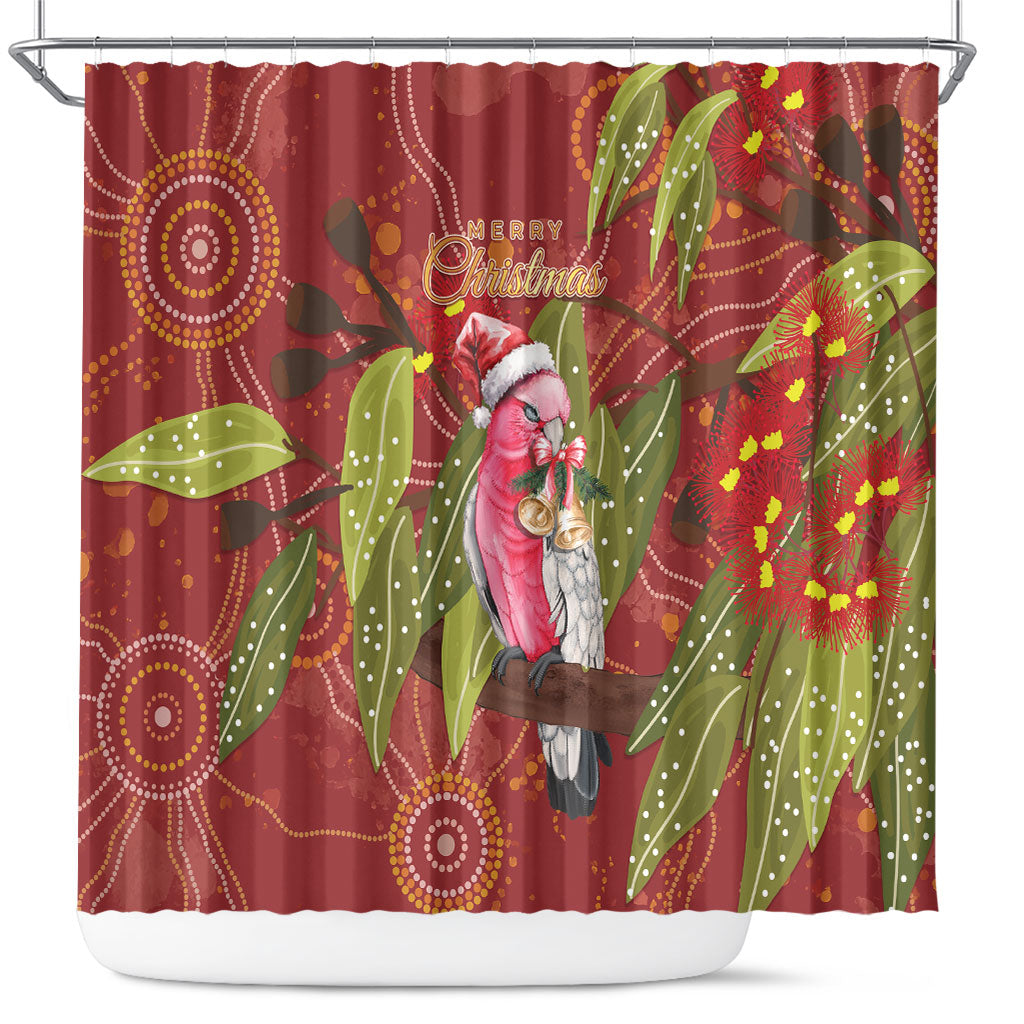 Australia Christmas Indigenous Shower Curtain Galah Bird on Eucalyptus