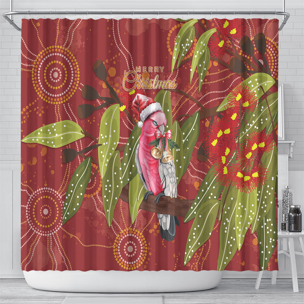 Australia Christmas Indigenous Shower Curtain Galah Bird on Eucalyptus