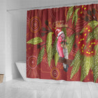 Australia Christmas Indigenous Shower Curtain Galah Bird on Eucalyptus