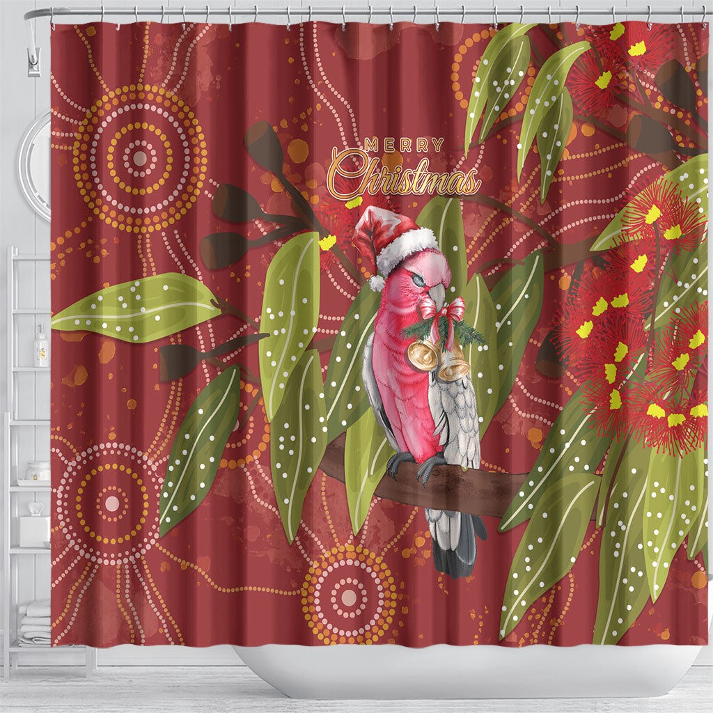 Australia Christmas Indigenous Shower Curtain Galah Bird on Eucalyptus