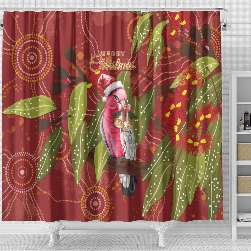 Australia Christmas Indigenous Shower Curtain Galah Bird on Eucalyptus