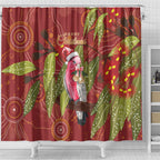 Australia Christmas Indigenous Shower Curtain Galah Bird on Eucalyptus