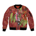 Australia Christmas Indigenous Sleeve Zip Bomber Jacket Galah Bird on Eucalyptus