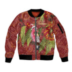 Australia Christmas Indigenous Sleeve Zip Bomber Jacket Galah Bird on Eucalyptus