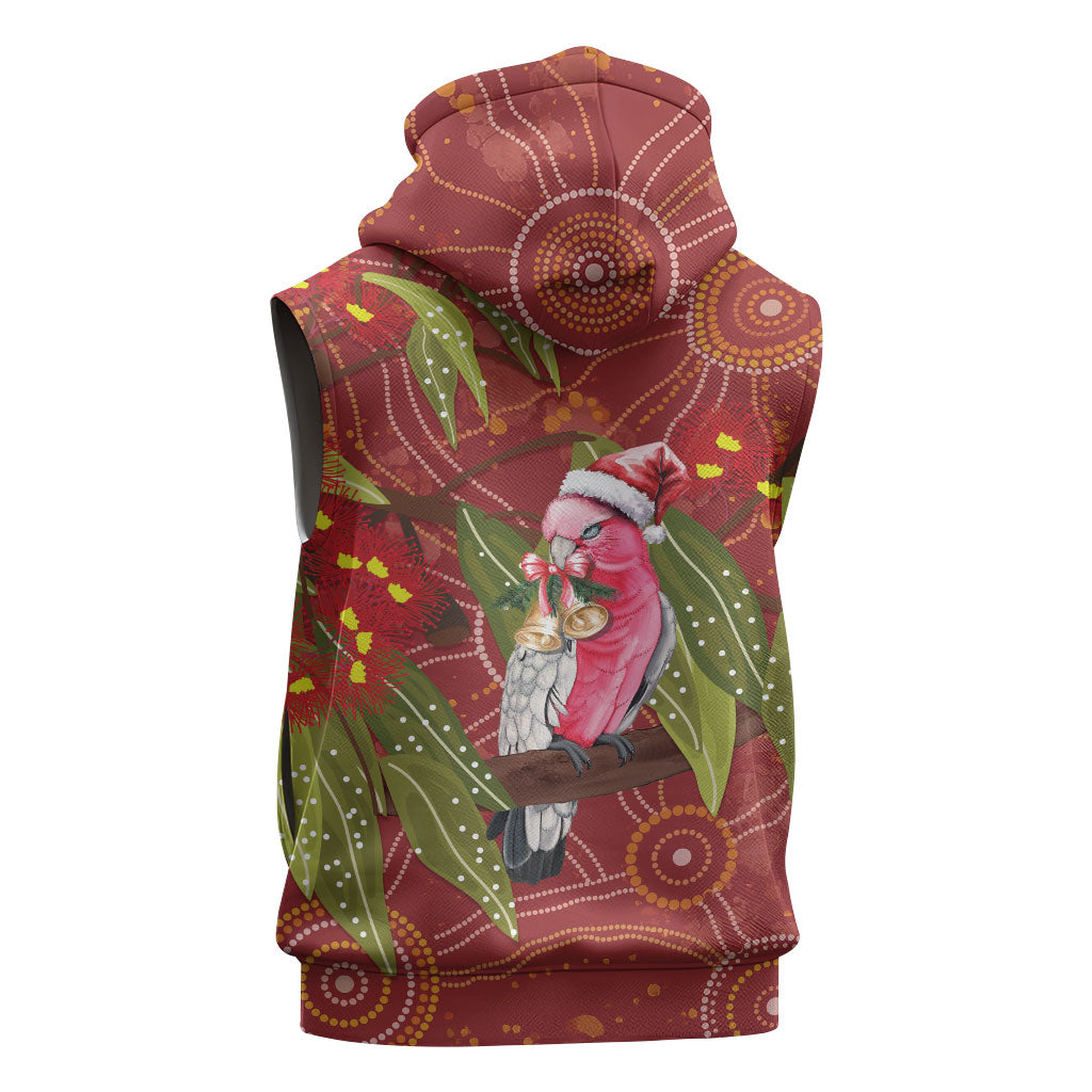 Australia Christmas Indigenous Sleeveless Zip Hoodie Galah Bird on Eucalyptus